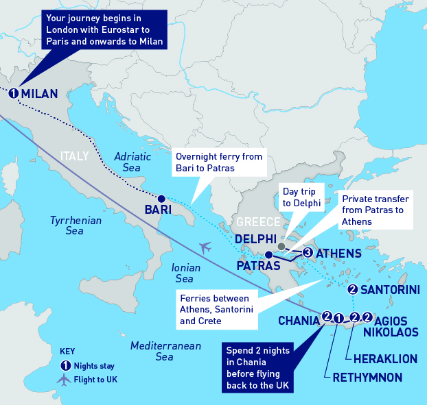 Athens Santorini and Crete by Train Railbookers